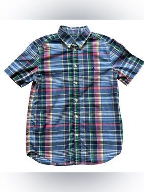 Polo Ralph Lauren Plaid Button Down Shirt Blue Multicolor Pony Logo Classic Prep